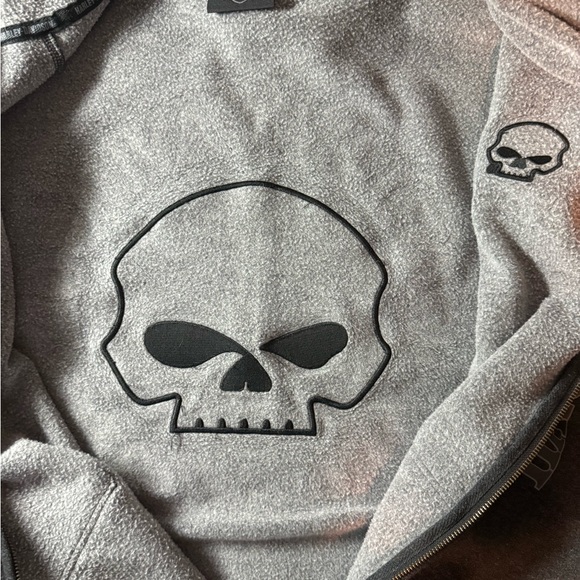 Harley Davidson Hooded Willie G Skull Sweatshirt Jacket Charcoal 3XL - Picture 4 of 5